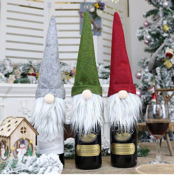 Santa Gnome Wine Bottle Cover Bag/Christmas Topper/Party Favor Gift Bag/ Holiday Bottle Cover holiday decor vintage