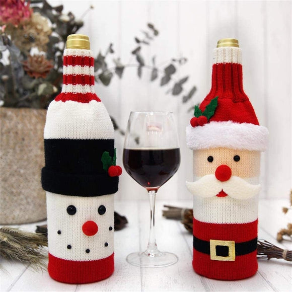 Christmas Wine Bottle Cover| Santa bottle cover |Snowman bottle cover| Ugly sweater bottle cover| Wine bottle cover holiday decor vintage