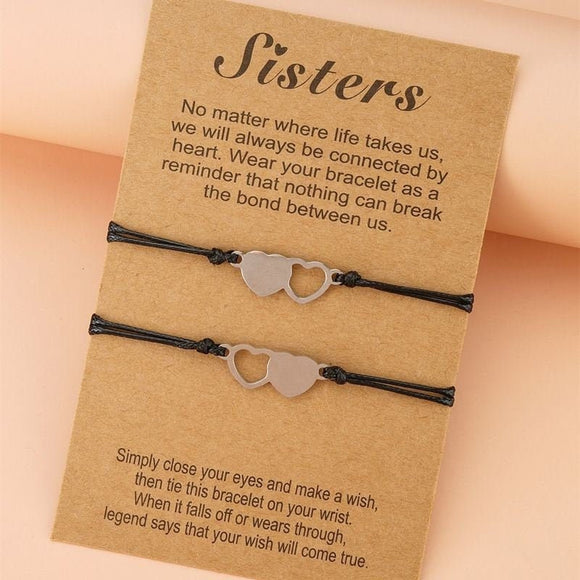 Sister Heart Bracelets For 2, Friendship Bracelet For 2, Matching Bracelet, Sister Matching Bracelets, Friendship is A Knot