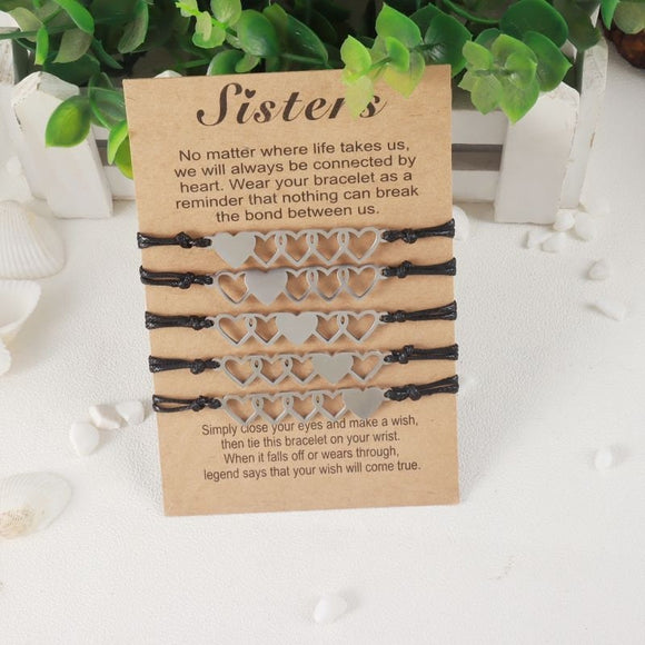 Sister Heart Bracelets for 5, Friendship Bracelet for 5, Sister Matching Bracelets, Sisters Bracelets for 5, Gifts for Sister, Sister Gifts