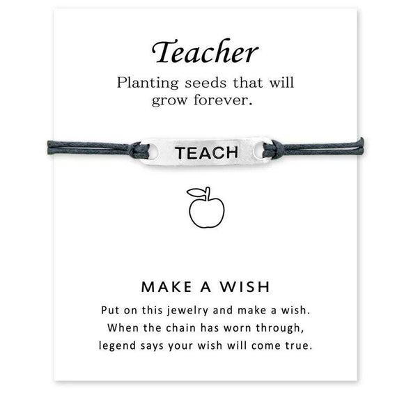 Teach Blessing Card Bracelets for Women Men Colorfu Greeting Bracelets Card Teacher Blessing Bangles Teacher’s Day Gift