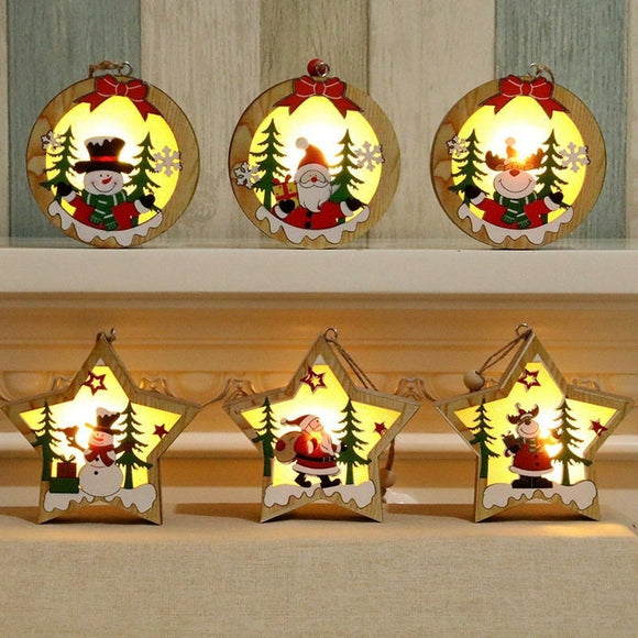 Christmas Decoration Hanging Ornaments LED Lights, Battery Powered Funny Unique Xmas Tree Fireplace Window Indoor Outdoor Party Decor