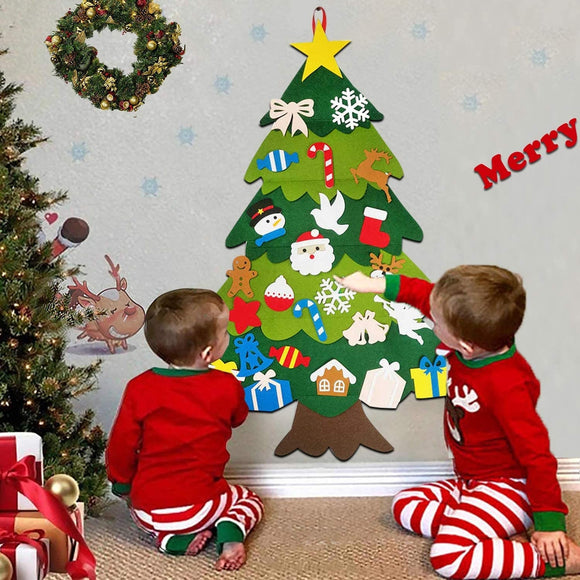 DIY 26PCS Home Decoration Felt Christmas Tree Set Wall Hanging Children's Felt Craft Kits for Christmas, Xmas Gifts for Kids