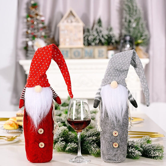 Gnomes Christmas Wine Bottle Cover Bag, Christmas Topper, Party Favor Gift Bag, Holiday Bottle Cover, Holiday Decor holiday decor vintage