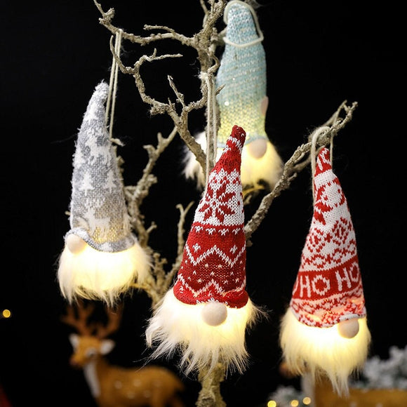 Christmas Gnomes Hanging Ornaments LED Lights Swedish Tomte Gnome Plush with Warm Led Lights Holiday Party Home Decor Christmas Decoration